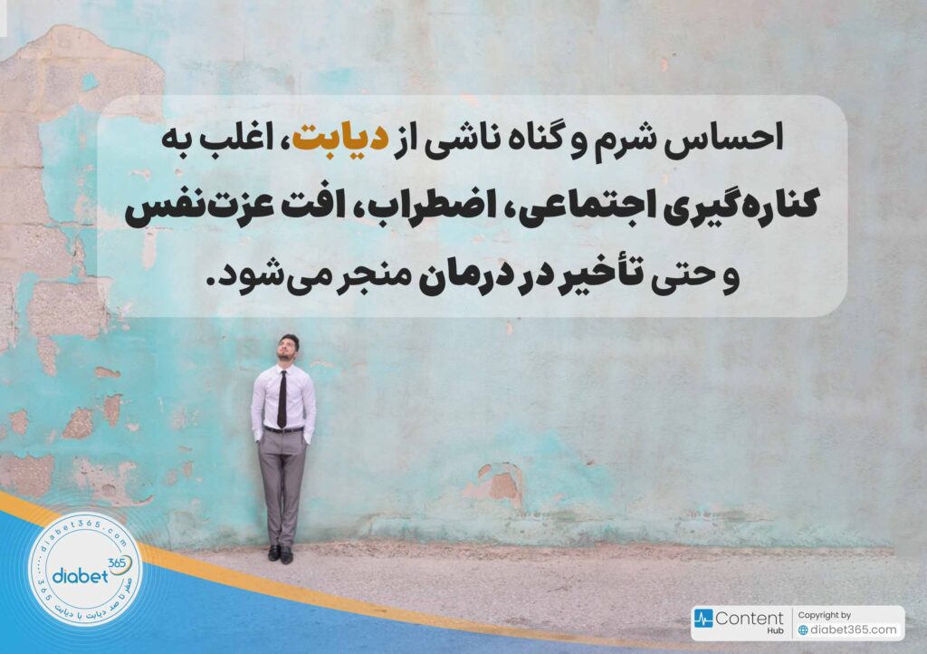 آیا دیابت بر سلامت روان تأثیر دارد؟: احساس شرم و گناه ناشی از دیابت، اغلب به کناره‌گیری اجتماعی، اضطراب، افت عزت‌نفس و حتی تأخیر در درمان منجر می‌شود.