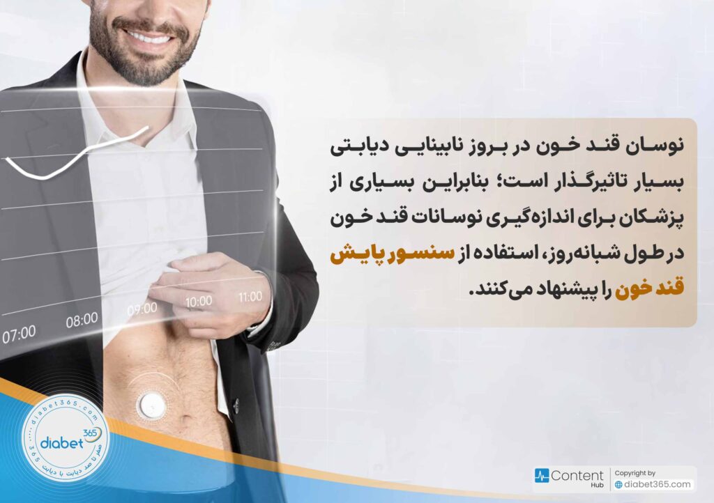 چگونه از نابینایی دیابتی پیشگیری کنیم؟ نوسان قند خون در بروز نابینایی دیابتی بسیار تاثیرگذار است؛ بنابراین بسیاری از پزشکان برای اندازه‌گیری نوسانات قند خون در طول شبانه‌روز، استفاده از سنسور پایش قند خون را پیشنهاد می‌کنند.