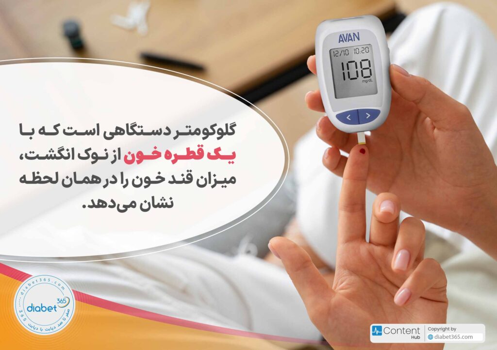 تفاوت گلوکومتر و سنسور پایش قند خون: گلوکومتر میزان قند خون شما را در همان لحظه نشان میدهد.