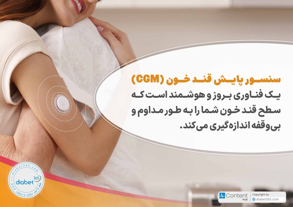 تفاوت گلوکومتر و سنسور پایش قند خون: سنسور پایش قند خون (CGM) یک فناوری بروز و هوشمند است که سطح قند خون شما را به طور مداوم و بیوقفه اندازهگیری میکند.